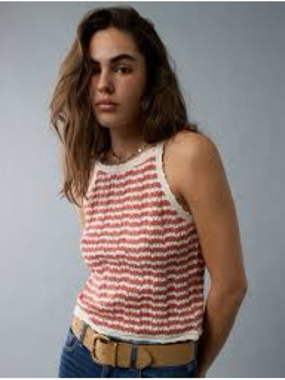 #384- American Eagle Outfitters High Neck Crochet Tank Top
